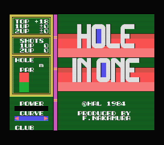 Hole In One title screen for MSX